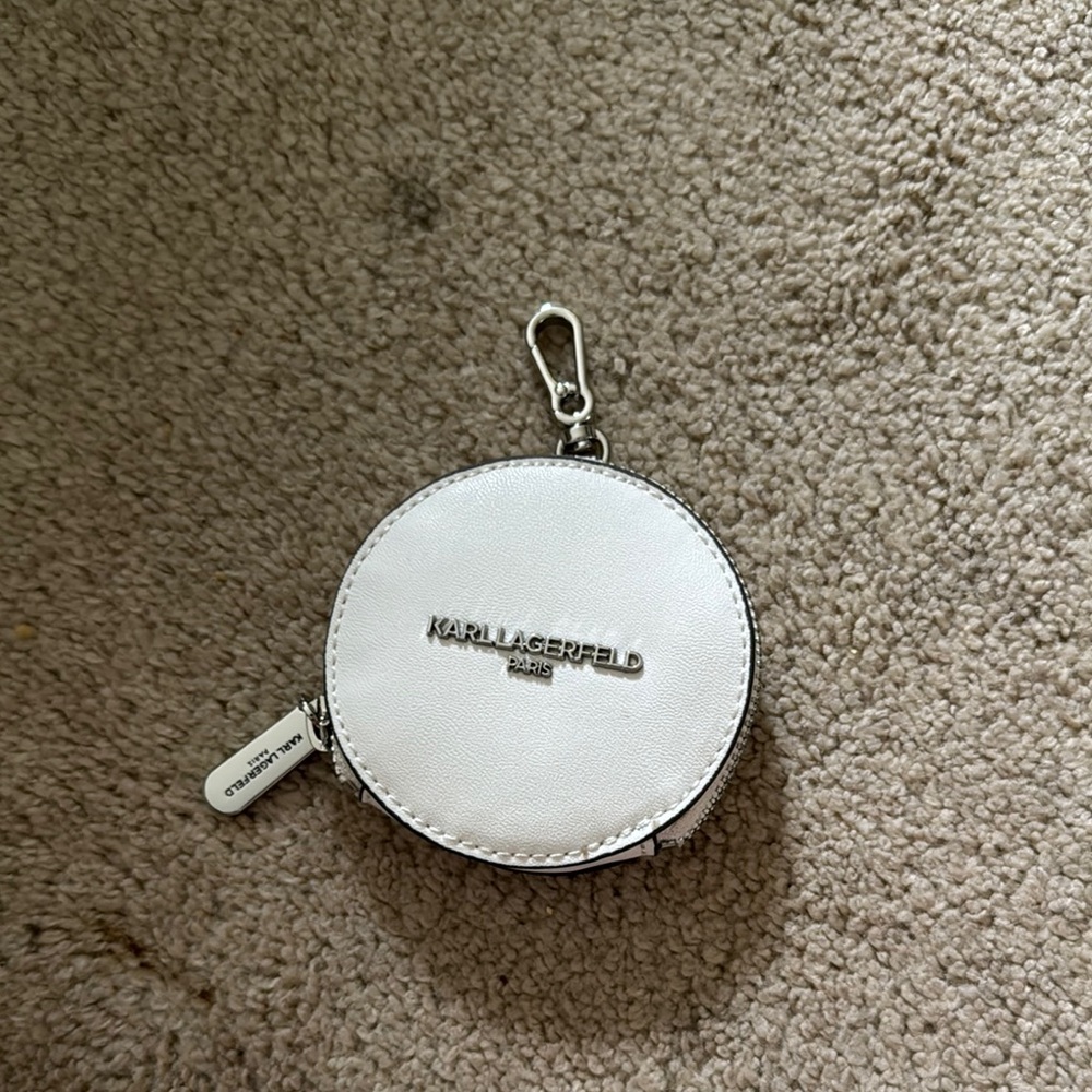 Karl Lagerfeld White Round Coin Pouch